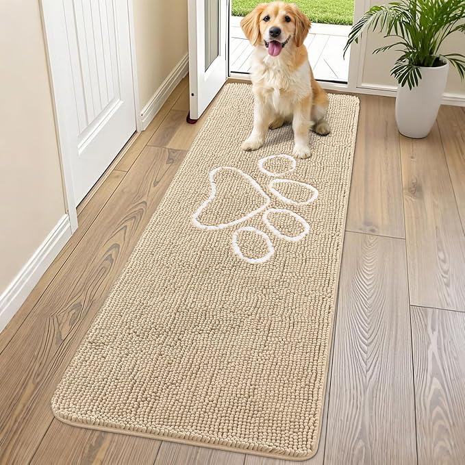Smiry Dog Door Mat for Muddy Paws, Absorbent Dirt Trapper Non Slip Quick Dry