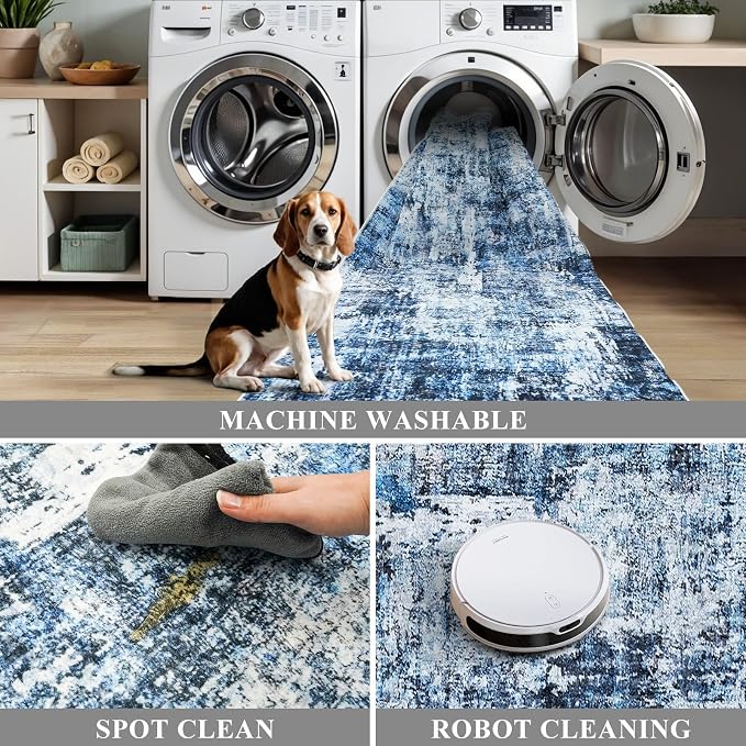 Rug Runners for Hallways Non Slip– Washable Long Kitchen Runner, Low-Pile Thin