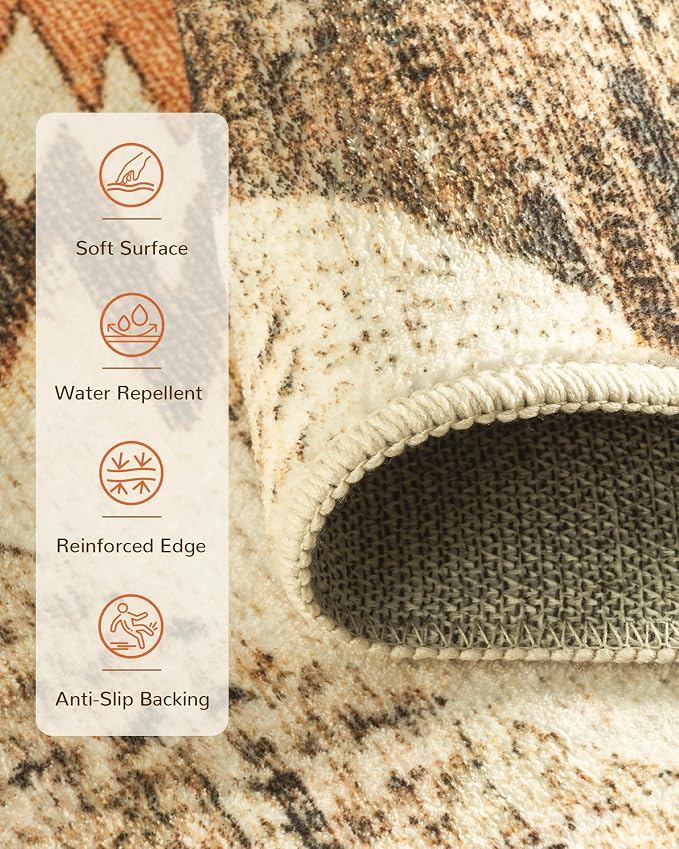 BESTSWEETIE Area Rug 6x8 Rug Machine Washable Non-Slip Low Pile Print Pattern