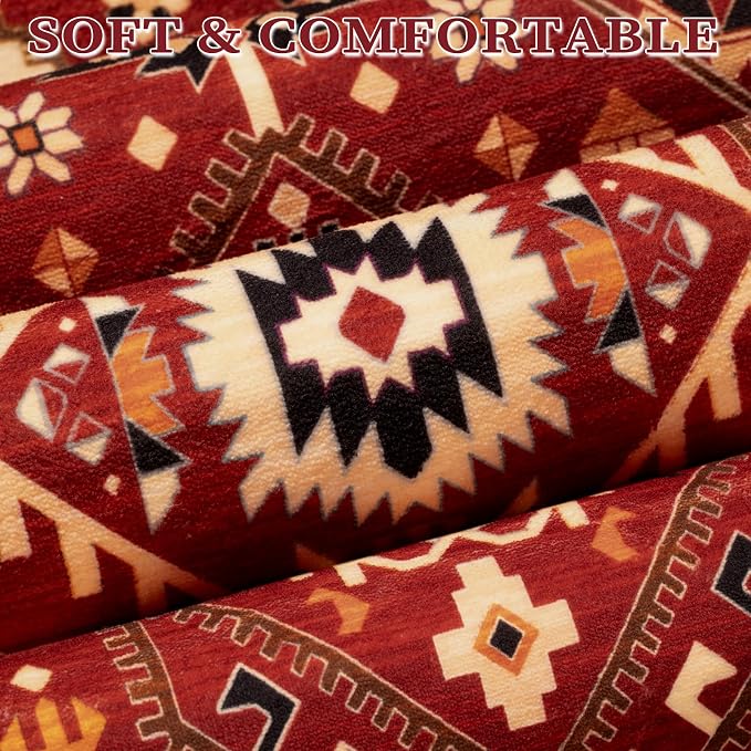 SERISSA Area Rug 3x5 Boho Rugs for Bedroom, Washable Non-Slip Living Room Rug
