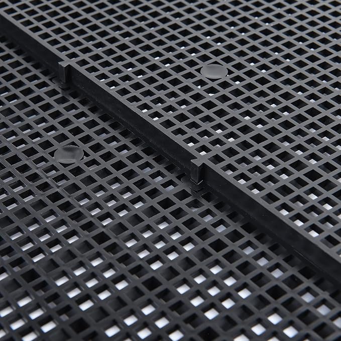 ALEGI Plastic Grid Divider Tray Egg Crate Louvre Aquarium Fish Tank Bottom Isolation with Bracket (4pcs Black)