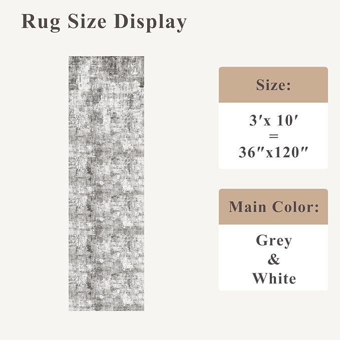 Rug Runners for Hallways Non Slip – 3X10 Washable Long Carpet Runner for