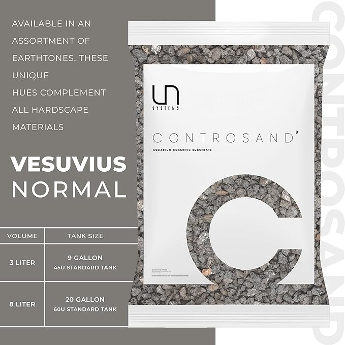 UNS Controsand - Vesuvius, 3L - Natural Freshwater 3-5 mm Dark Gray Gravel - Decorative Small Rocks for Aquascaping Planted Tank - Aquarium Terrarium Substrate for Betta, Shrimp, Fish, Reptile Decor