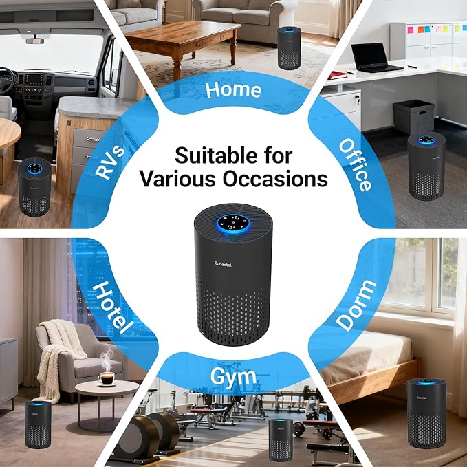 Air Purifiers for Bedroom Home, Cobectal Air Cleaner with H14 True HEPA 3-in-1 Filter for Room up to 1050 ft², Aroma Function, Sleep Mode, Portable Air Purifiers for Office, Dorm, RVs, Black