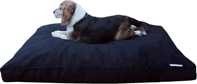 Dogbed4less XL Memory Foam Dog Bed Pillow with Waterproof Liner and Durable Pet Bed Canvas Cover 40X35 Inches, Black