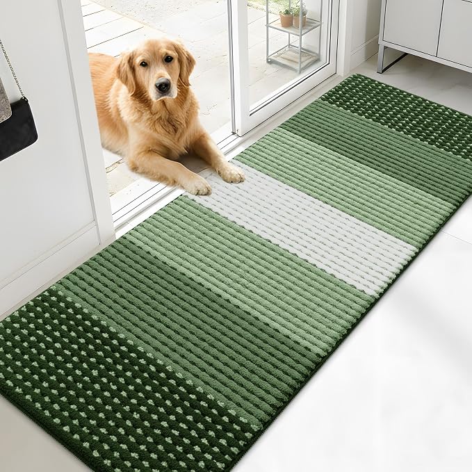 Kitinjoy Indoor Outdoor Door Mat, 71x24 Non-Slip Absorbent Dirt Trapper