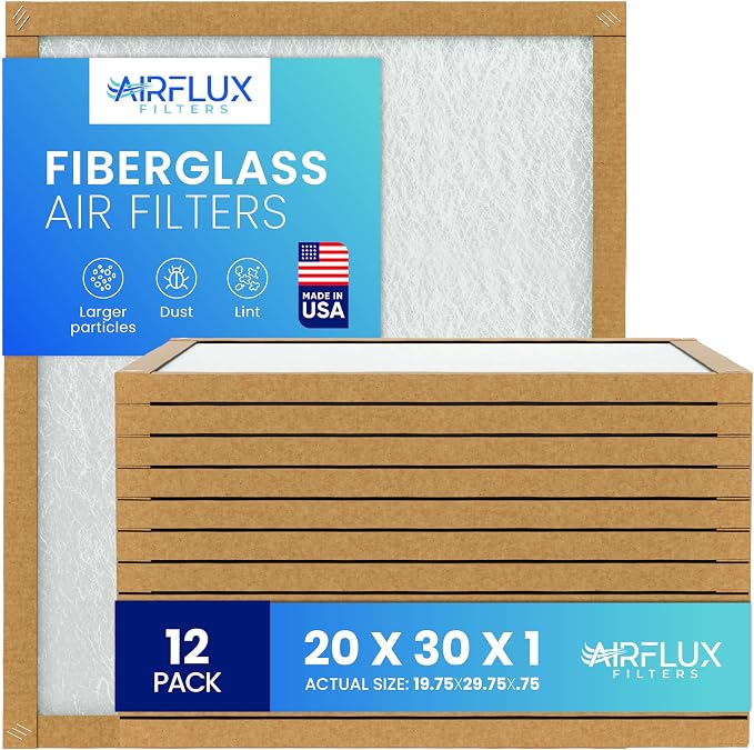 Fiberglass Air Filter -20x30x1Air Filter 12 Pack