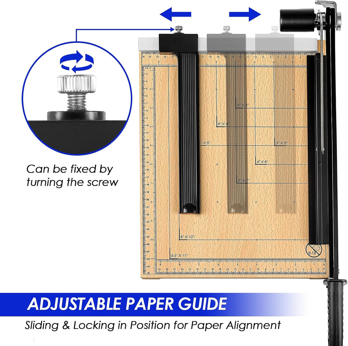 CreGear 12" Wood Paper Cutter, Heavy Duty Trimmer Cuts 12-16 Sheets