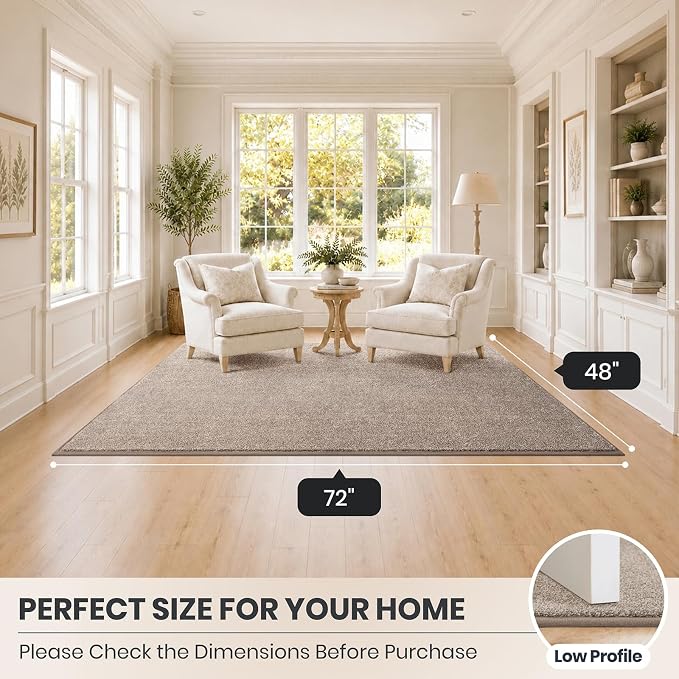 PURRUGS Easy Care Area Rug 4ft x 6ft, Non-Slip Machine Washable Entryway Rug
