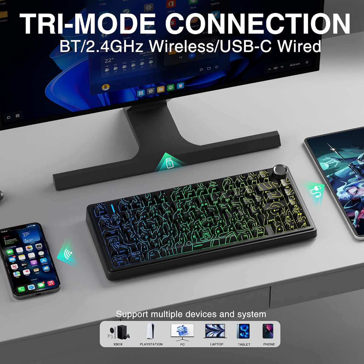Aula F75 HE Wireless Gaming Keyboard Hall Effect Magnetic Switch Keyboard