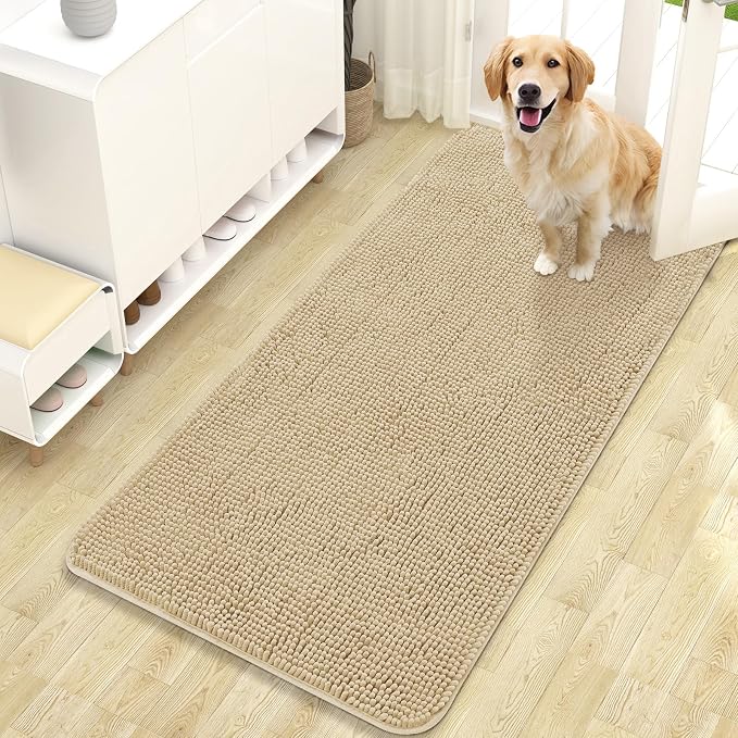 OLANLY Dog Door Mat for Muddy Paws 47x24, Absorbs Moisture and Dirt, Absorbent
