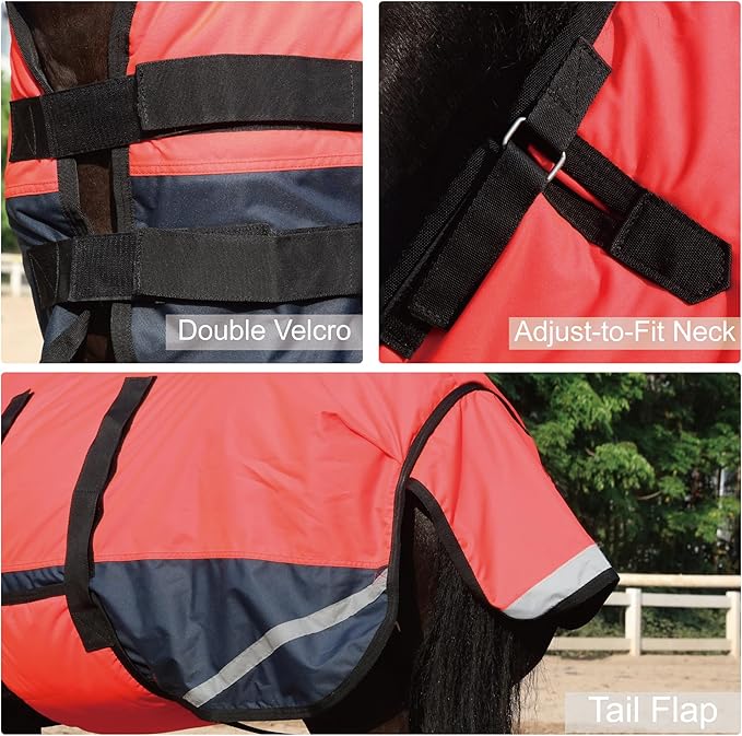 Foal/Mini Horse Size 30"-48" Waterproof & Breathable 300 Denier Winter Turnout Blanket with 150g Polyfill Fluorescencered Large