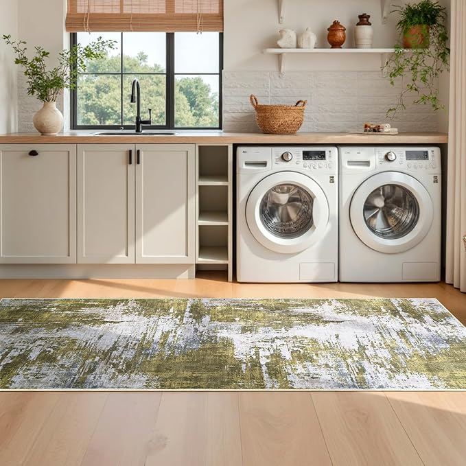 2x6 Sage Green Rug Runners for Hallways Kitchen Runner Rug Non Slip Washable