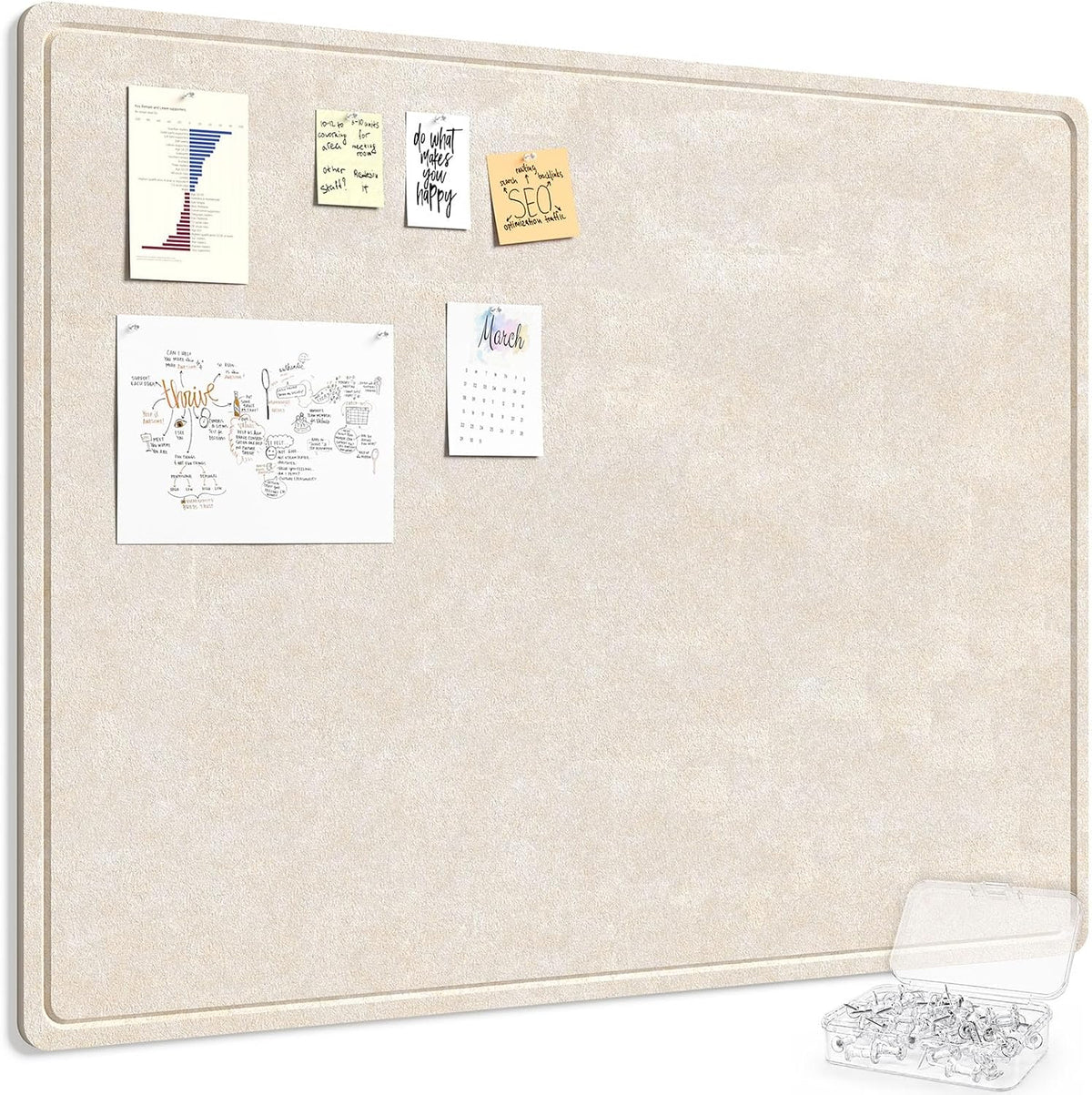 Lifewit Cork Board Alternative, 47.2"x 35.4" Bulletin Board with Self-Adhesive, Decorative Felt Pin Board Vision Board Message Board with 70 Pushpins for Office Wall Decor, Room Decor, Camel