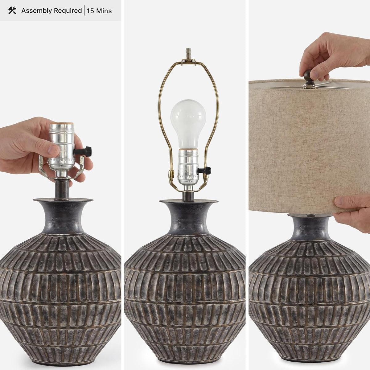 Signature Design by Ashley Magan Metal Table Lamp, 28", Antique Bronze