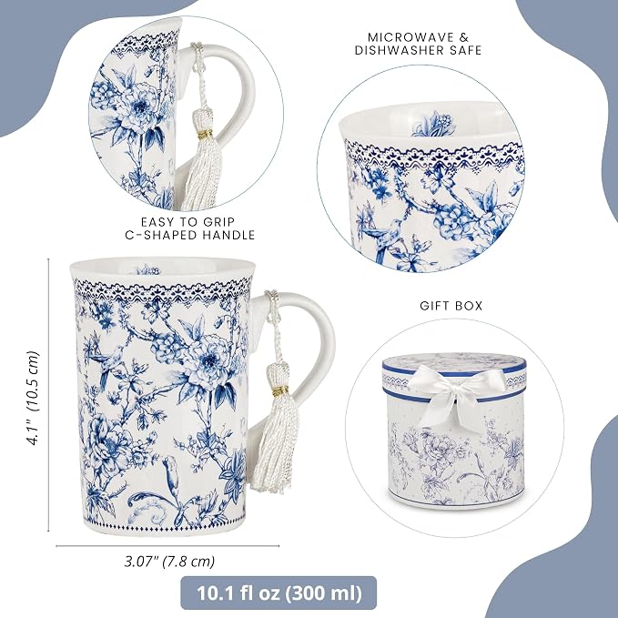 STP GOODS Porcelain Tea/Coffee Cup in Gift Box Fine Porcelain Coffee Cup Tea