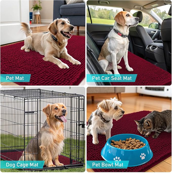 OLANLY Dog Door Mat for Muddy Paws 24x16, Absorbs Moisture and Dirt, Absorbent