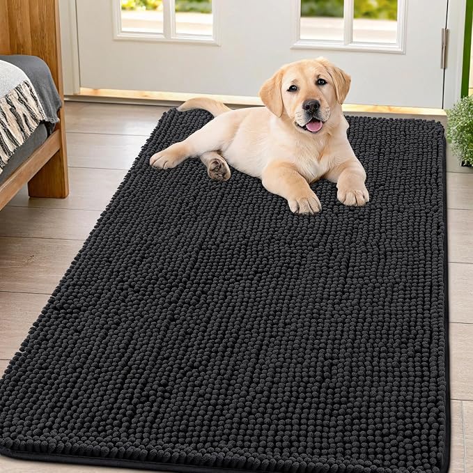 Smiry Dog Door Mat for Muddy Paws 47x32, Absorbent Dirt Trapper, Non-Slip