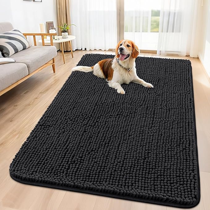Smiry Dog Door Mat for Muddy Paws 59x35, Absorbent Dirt Trapper, Non-Slip