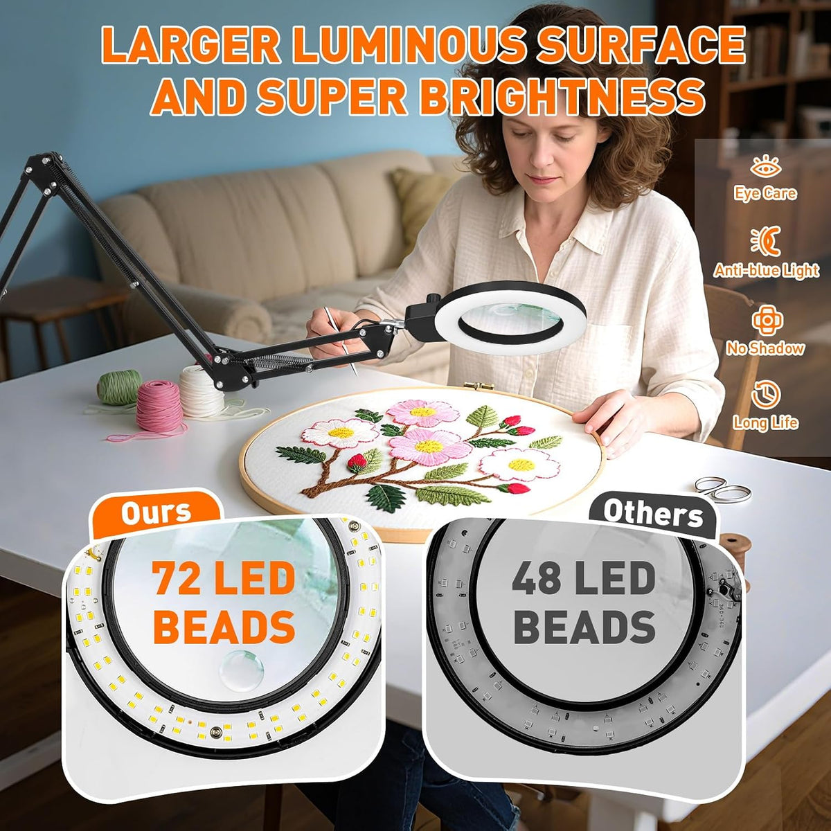 KIRKAS 12X 30X Magnifying Glass with Light and Stand, Extra-Long Arm Knob