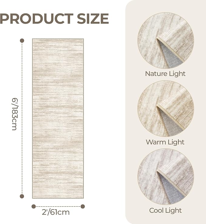 2x6 Runner Rug Non Slip for Entryway, Washable Runners for Kitchen, Soft Thin