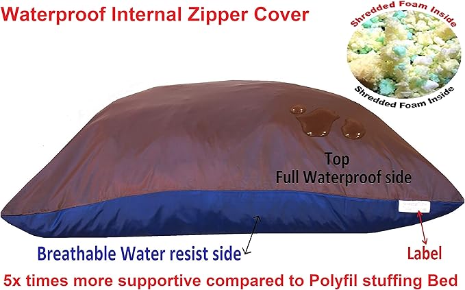 Dogbed4less Memory Foam Dog Bed for Medium to Large Dogs with Orthopedic Comfort, Waterproof Liner and Heavy Duty Nylon Cover 47X29 Pillow, Seal Brown