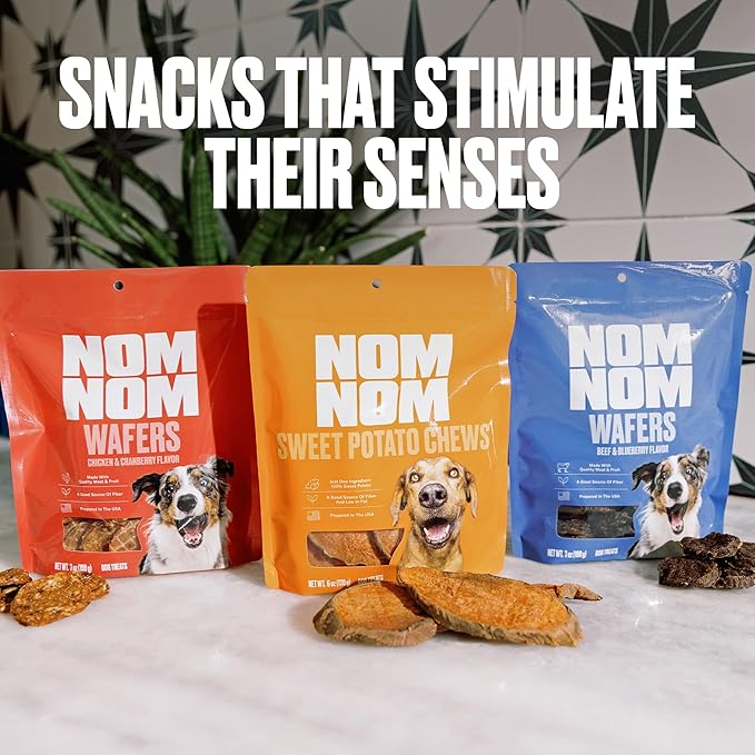 NOMNOMNOW Sweet Potato Chew Treats - Single Ingredient Dog Snacks for Training, Rewards & Mealtime Toppers – No Fillers, Preservatives or Added Ingredients - Prepared in the USA for Dogs