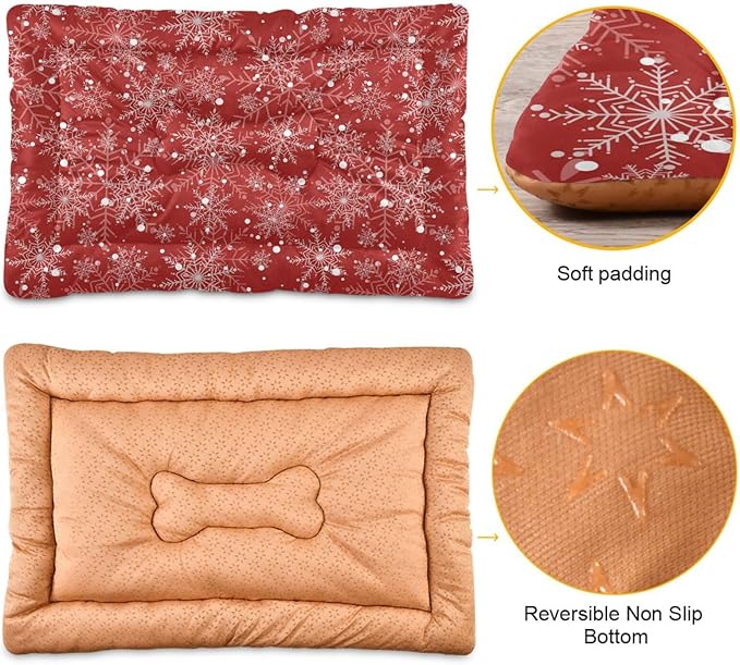 Pet Bed Christmas Snowflake Dog Bed Mat Absorbing Non Slip Pad Pet Sleeping Mat for Small, Medium, and Large Dogs Puppy Cat 36 in x 24 in