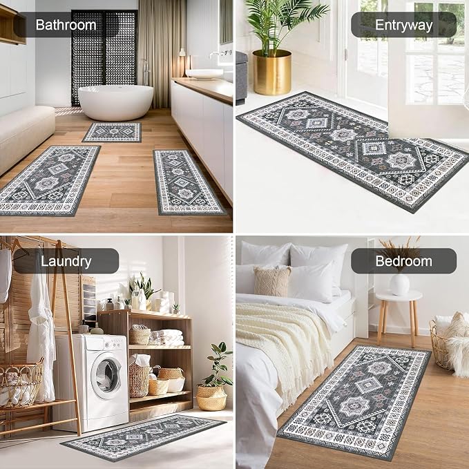HEBE Boho Kitchen Rug Sets 3 Piece
