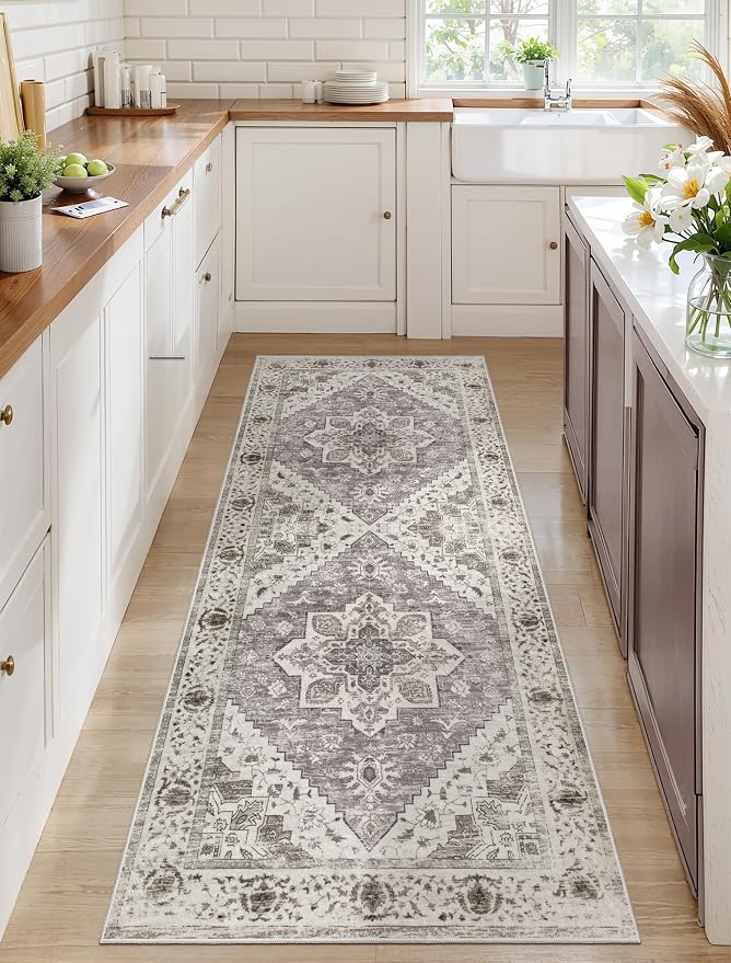 SERISSA Boho Washable Runner Rug, 2x5 Rug Non-Slip Vintage Earth Tone Hallway