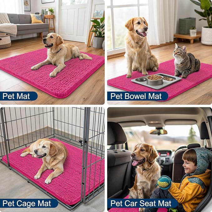 Smiry Dog Door Mat for Muddy Paws 47x24, Absorbent Dirt Trapper, Non-Slip
