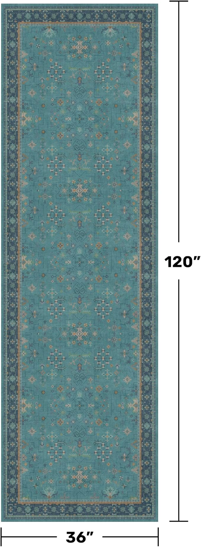 Hazo Haus Teal 10ft Long Hallway Runner Rug