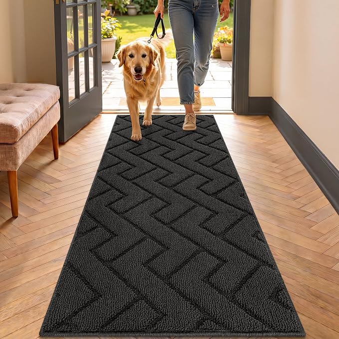 hicorfe Dirt Trapper Indoor Doormat, Non Slip Backing Washable Door Mats