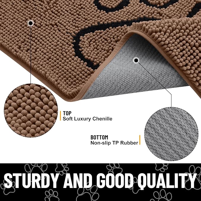 Smiry Dog Door Mat for Muddy Paws, Absorbent Dirt Trapper Non Slip Quick Dry