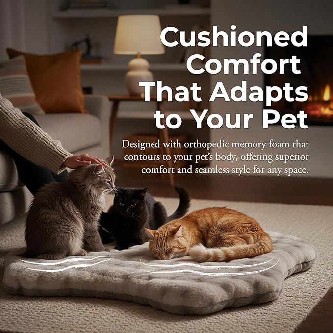 Mon Chateau 35” x 40” Faux Fur Bubble Mat, Machine Washable Waterproof Orthopedic Memory Foam Pad, Anti-Skid Bottom for Dogs, Pets & Home Use, Marble