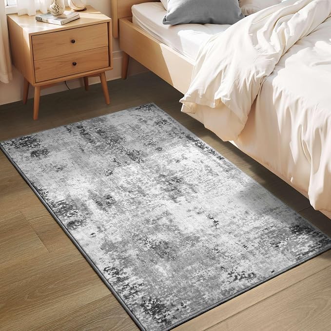 Entrance Rugs Indoor 2x3 Grey Entry Rug Washable Abstract Small Area Rug
