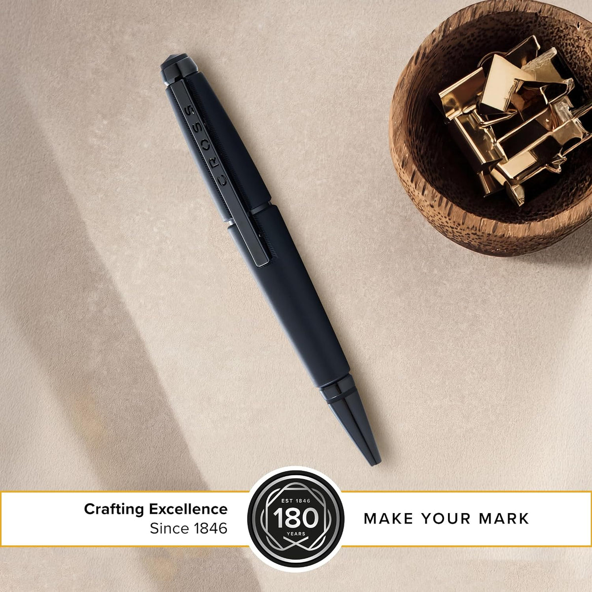 Cross Edge Matte Black Lacquer Gel Rollerball Pen, Medium Point, Black Ink
