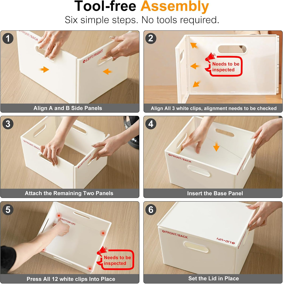 Plastic Storage Box with Lids Stackable 4Side Handles, 11.6QT-2PCS