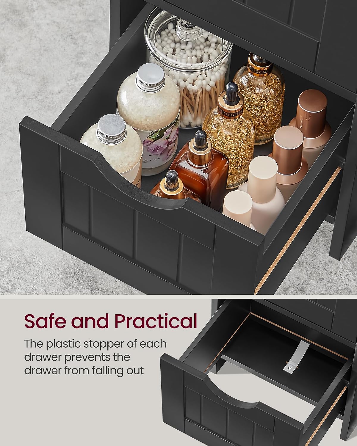 VASAGLE Floor Storage Cabinet, Freestanding Organizer with 4 Drawers