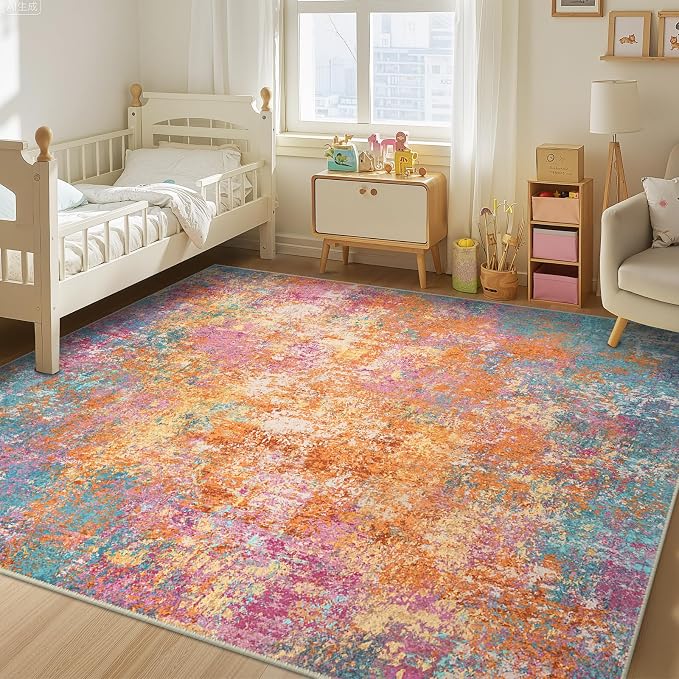 RELEANY Washable Area Rugs 5'x7' Non-Slip Modern Abstract Soft