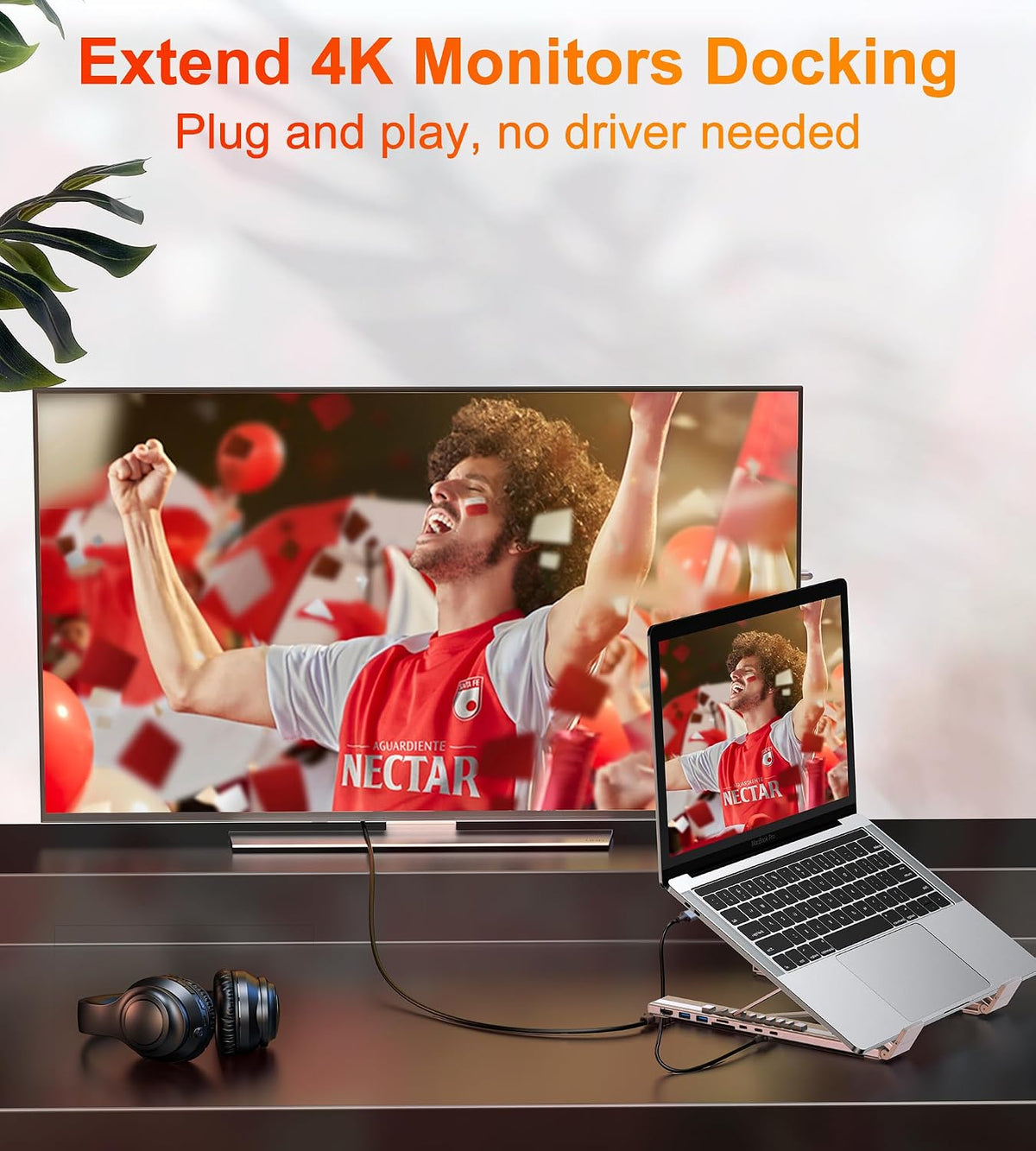 Mukiya USB C Laptop Docking Station Stand, 8 in 1 Hub 4K HDMI, Dock Stand