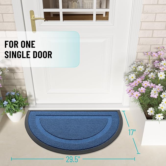 OLANLY Half Circle Door Mat Indoor Outdoor Entrance Welcome, Waterproof
