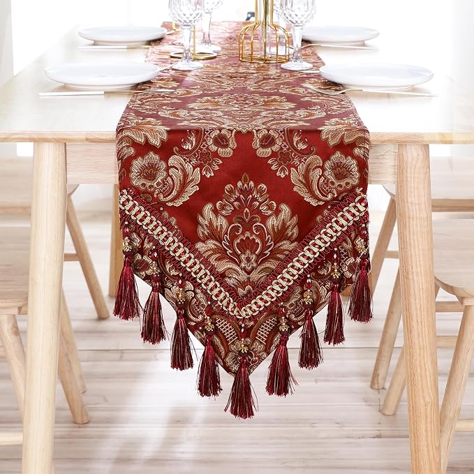 Luxury Vintage Table Runner Embroidery Jacquard Fabric