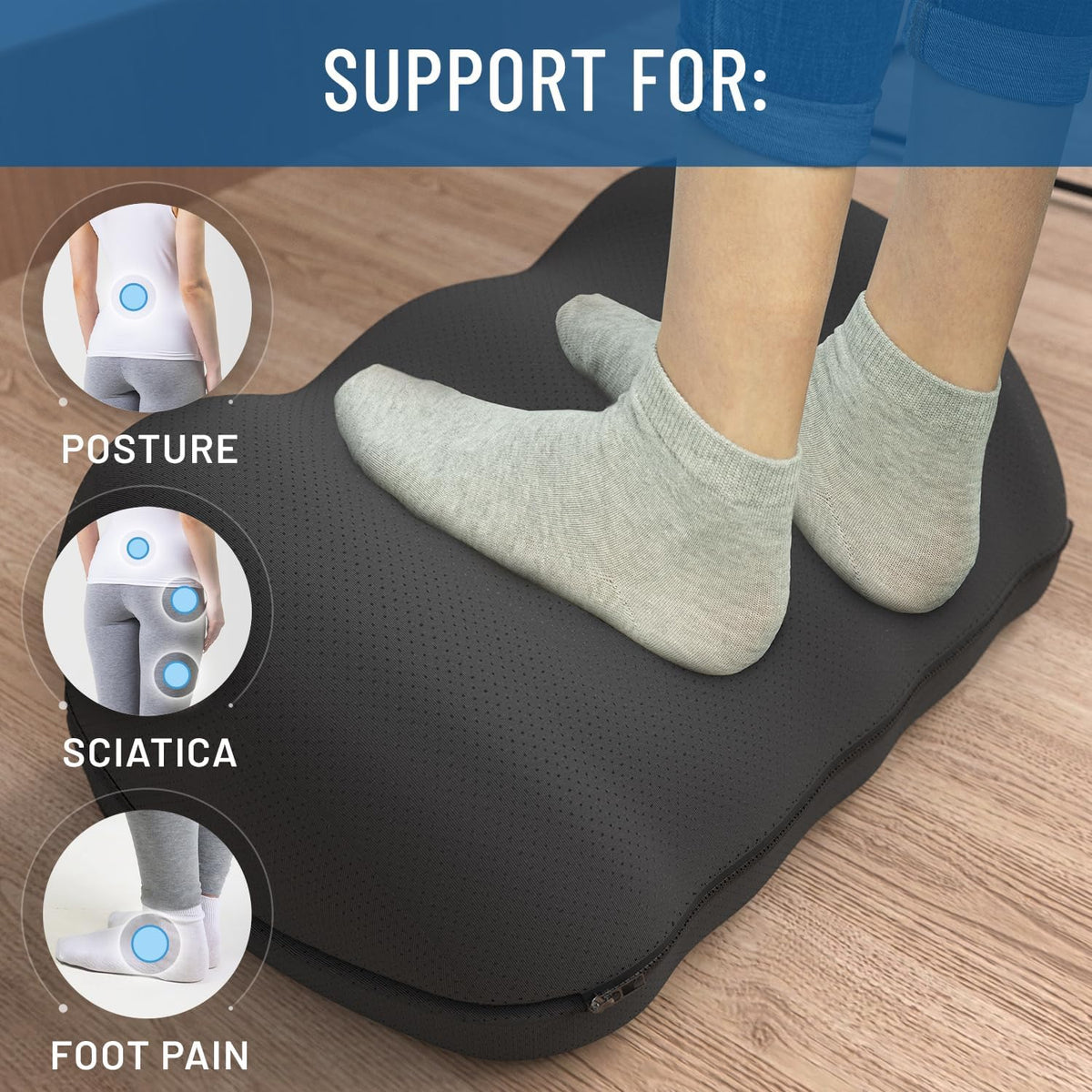 Everlasting Comfort Adjustable Cloud Foot Rest for Under Desk at Work with Pressure Point Nodes - Comfortable Memory Foam Office Foot Stool & Desk Pillow, Gaming & Home Accessories