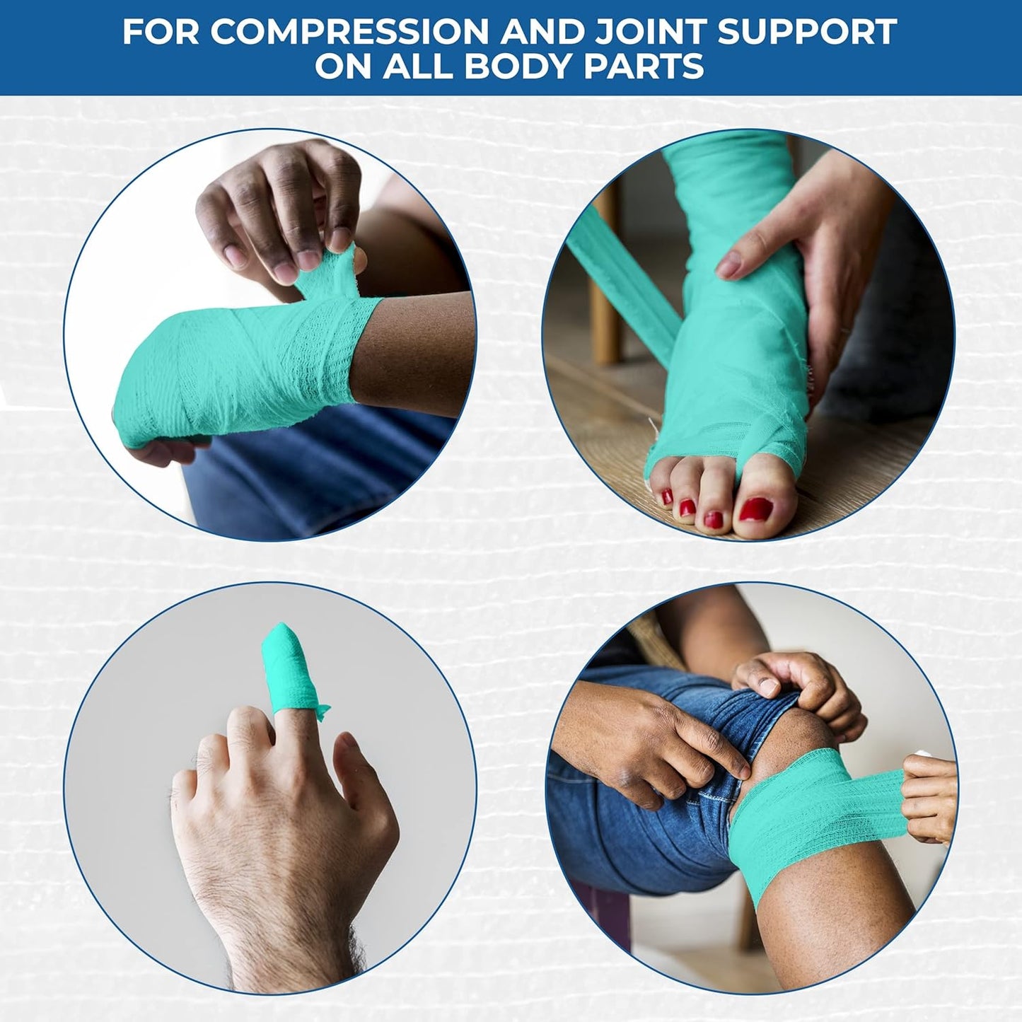 Self Adhesive Bandage Wrap - Pack of 12 Assorted Colors, Non-Woven, Breathable & Water-Resistant Vet Wrap for First Aid, Sports Injury, Body Sprains, & Pets (2 Inch Multicolor - 12 Pack)