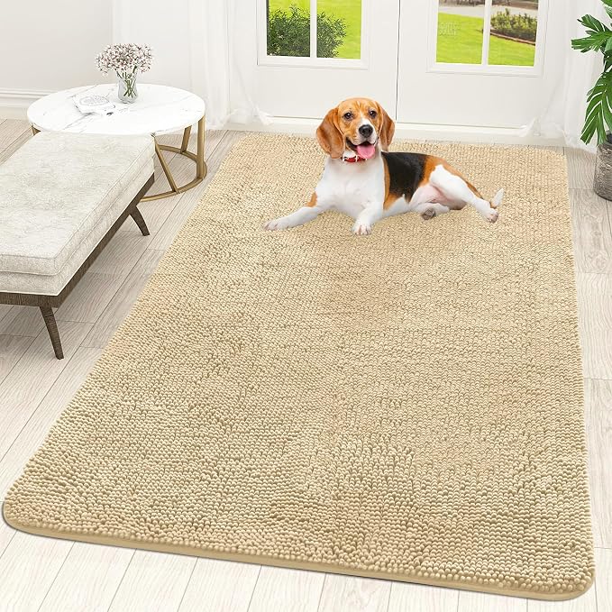 OLANLY Dog Door Mat for Muddy Paws 59x35, Absorbs Moisture and Dirt, Absorbent