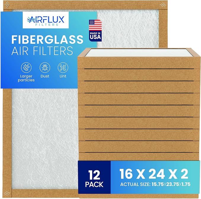 Fiberglass Air Filter -16x24x2Air Filter 12 Pack