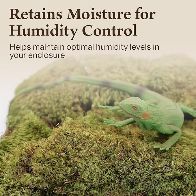 The Habitat Life - Natural Mood Moss - for Reptiles, Amphibians & Invertebrates Terrariums - Moisture-Retaining - Humidity Control - Soft Bedding - Dye-Free & Safe - Small - 1 Pack