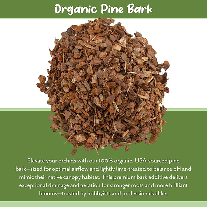 Soil Sunrise 100% Organic Orchid Potting Bark (8 Quarts) All-Natural USA-Sourced Pine Bark Orchid Mix Additive
