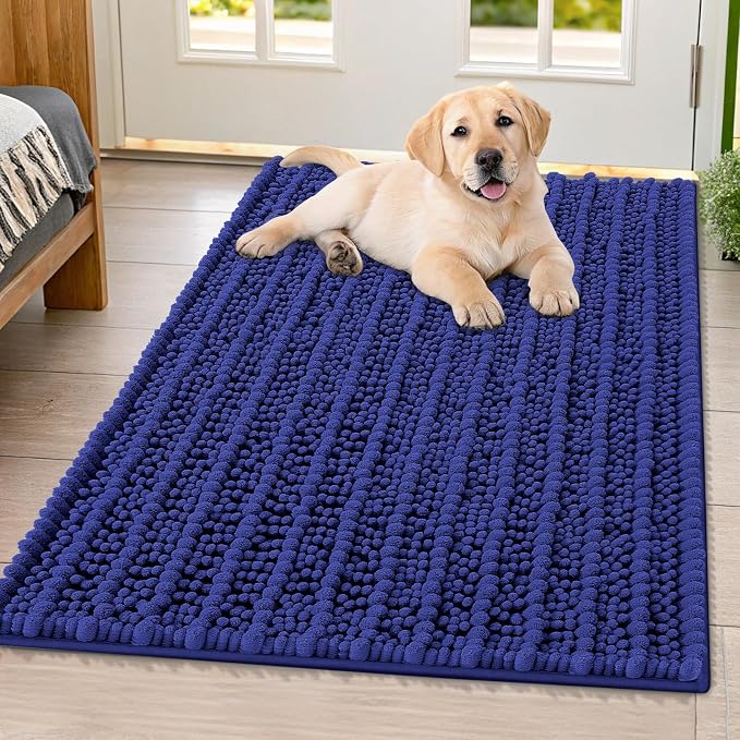 Smiry Dog Door Mat for Muddy Paws 40x32, Absorbent Dirt Trapper, Non-Slip